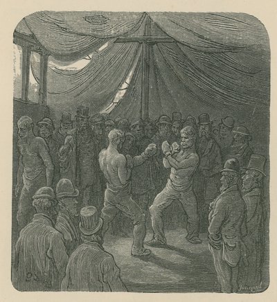 Deux hommes boxant sous le regard d