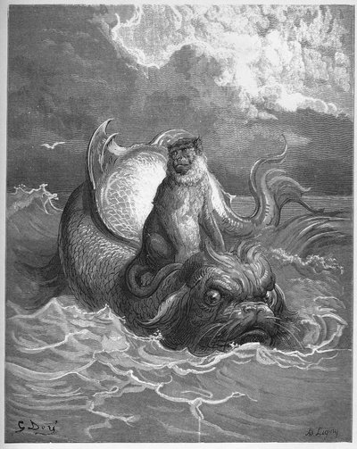 Les singes et le dauphin - des "Fables" de Jean de La Fontaine - Gustave Dore