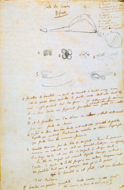 Dessins de bijoux pour Salammbô, vers 1858 - Gustave Flaubert