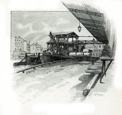 Quais du port de La Villette, Paris (dessin de Gustave Fraipont) - Gustave Fraipont