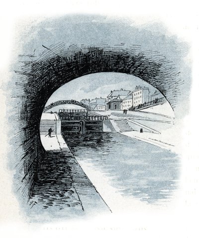 Les écluses du canal Saint-Martin, Paris (dessin de Gustave Fraipont) - Gustave Fraipont