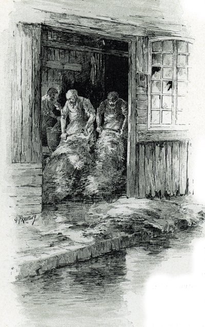 Mégissiers de la rue des Gobelins à Paris Dessin de Gustave Fraipont (1849-1923) tiré de « La Seine à travers Paris » par Saint-Juirs - Gustave Fraipont