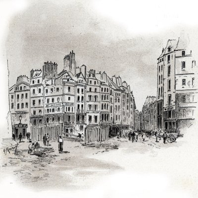 Vue de la Place Maubert, Paris - Gustave Fraipont