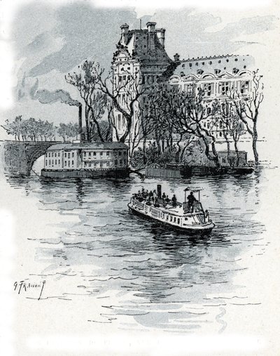 Vue du Pavillon de Flore, Palais du Louvre, depuis le Quai Voltaire, Paris - Gustave Fraipont