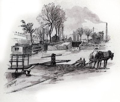 Vue du canal Saint-Denis et du quai de la Gironde à la Villette, Paris - Gustave Fraipont