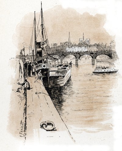 Vue de la compagnie Seine et Thames dont les bateaux relient Paris et Londres - Gustave Fraipont