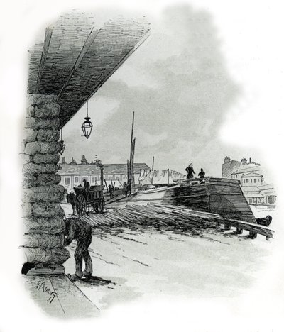 Vue des hangars du port de La Villette à Paris - Gustave Fraipont