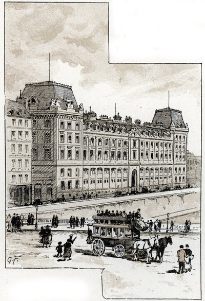 Vue du commissariat de police sur le quai des Orfèvres, Paris (dessin de Gustave Fraipont) - Gustave Fraipont