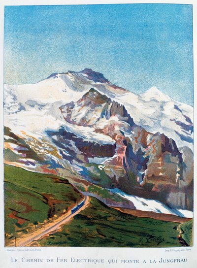 Le chemin de fer électrique vers le mont Jungfrau, Alpes suisses, 19e siècle - Gustave Francois Lasellaz