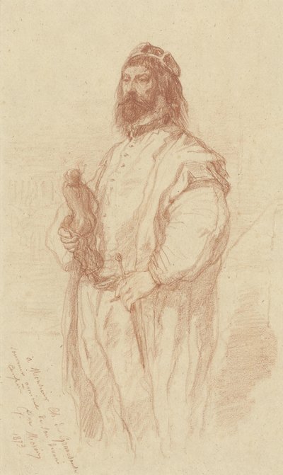 Homme debout avec une statuette - Gustave François Morin