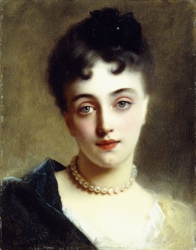Une dame élégante avec des perles - Gustave Jacquet