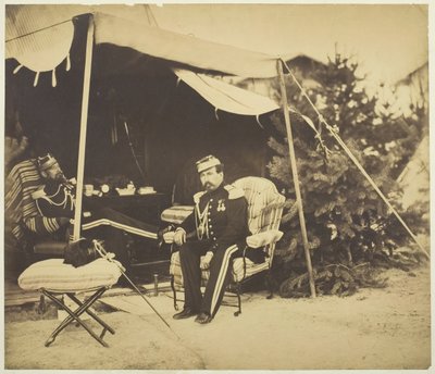 Officiers assis à une tente, Camp de Châlons - Gustave Le Gray