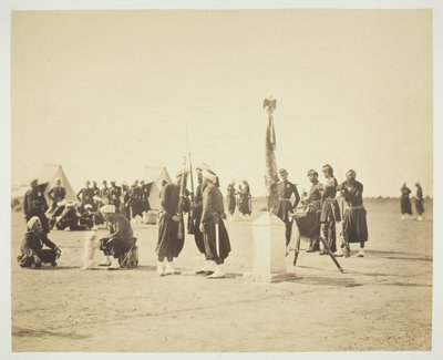 Le Drapeau Levé du Régiment des Zouaves, Camp de Châlons - Gustave Le Gray
