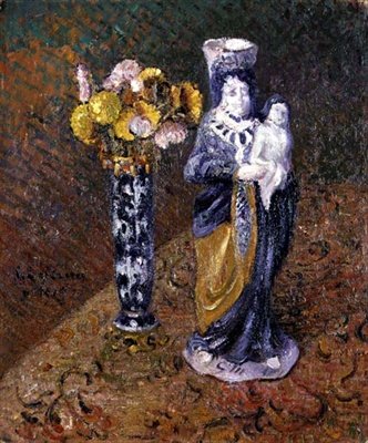 Fleurs et une statuette - Gustave Loiseau