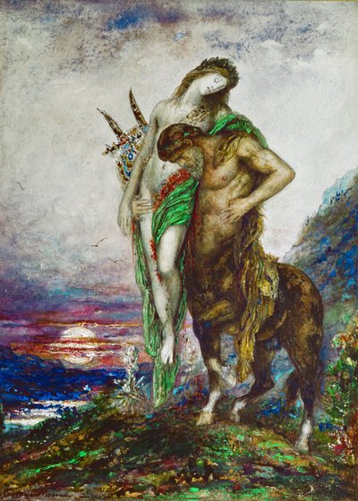 Poète mort porté par un Centaure (huile sur toile) - Gustave Moreau