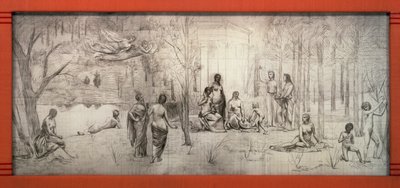 Cadre Art Nouveau pour un dessin de Pierre Puvis de Chavannes, par Gustave Serrurier-Bovy - Gustave Serrurier Bovy