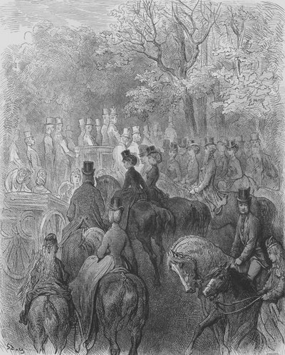 Hyde-Park, équipages de cavaliers - Gustave after Dore