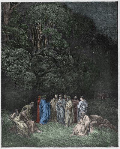 Inferno, Chant 4 : Homère, les poètes et les héros dans les Limbes, illustration de La Divine Comédie de Dante Alighieri, 1885 - Gustave after Dore