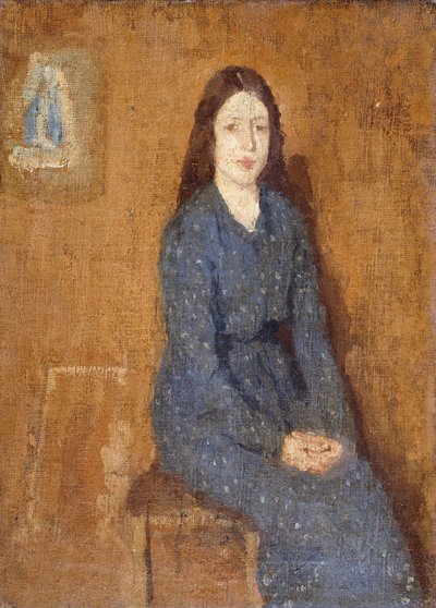 Jeune Fille Assise en Robe Bleue à Pois - Gwen John