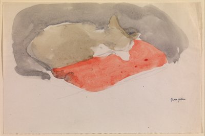 Chat dormant sur un coussin rouge - Gwen John