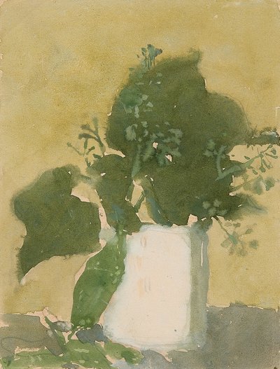 Feuilles vertes dans un pichet blanc - Gwen John