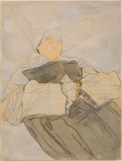 Nonne endormie, vers 1916-18 (Fusain, aquarelle et gouache) - Gwen John