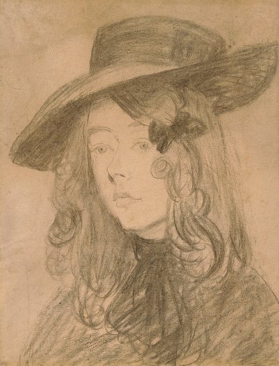 Winifred John avec un grand chapeau - Gwen John