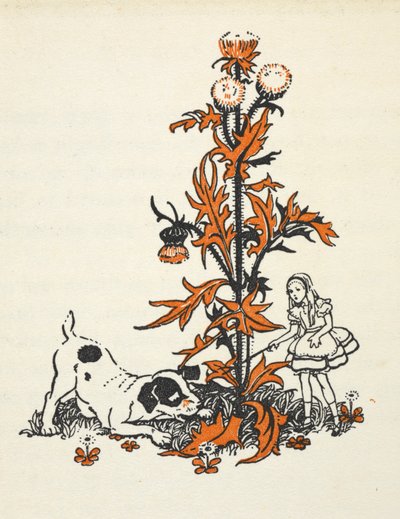 Alice rétrécie et le chiot près d