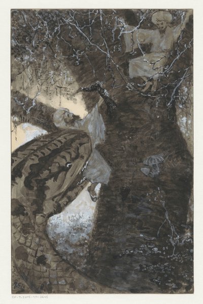 Homme dans un arbre attrapé par un serpent - H.C. Louwerse (signed by artist)