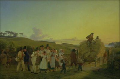 Paysans rentrant des champs avec la dernière charrette de blé - H.J. Hammer