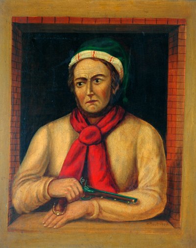Homme avec un fusil regardant par une fenêtre, 1865 - H. Hurst