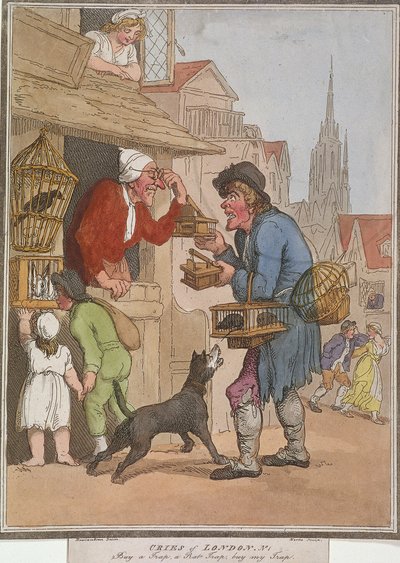 Achetez un piège, un piège à rats, achetez mon piège, planche I des Cris de Londres, 1799 - H Merke