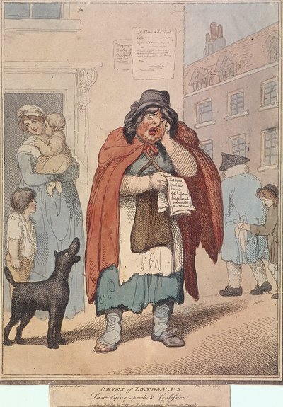 Dernier discours et confession avant de mourir, planche III des Cris de Londres, 1799 - H Merke