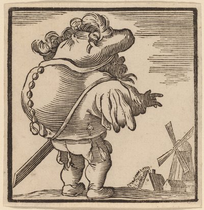 Bossu Regardant un Moulin à Vent - H. Numan after Jacques Callot