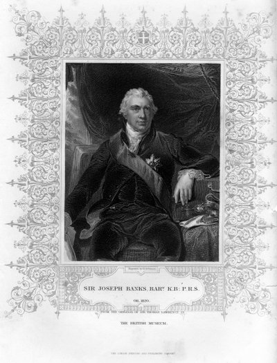 Sir Joseph Banks 1743-1820, naturaliste, botaniste et mécène scientifique anglais, 19ème siècle - H. Robinson