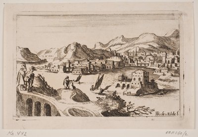 Paysage côtier couvert avec des bâtiments orientaux - H. Rosenkilde