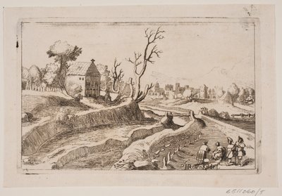 Paysage avec chapelle avec une petite croix sur le pignon - H. Rosenkilde
