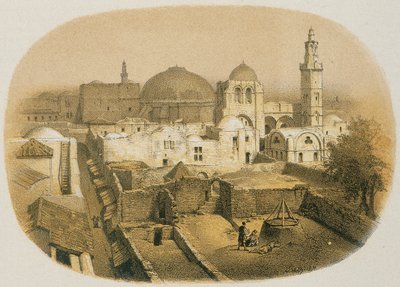 Église du Saint-Sépulcre à Jérusalem. Gravure de Stelzner - Steinkopk J.F. Editore - H. Stelzner