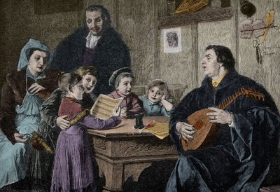 Martin Luther au milieu de sa famille (gravure d