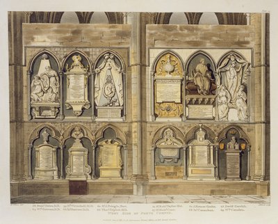 Côté Ouest du Coin des Poètes, planche 24 de Westminster Abbey, gravé par J. Bluck, publié par Rudolph Ackermann 1811 - H. Villiers