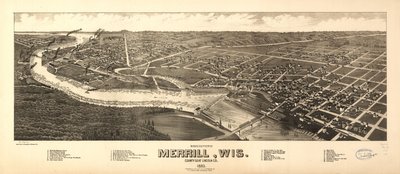 Vue aérienne de Merrill, Wis. siège du comté de Lincoln Co. 1883. LOC 75696715 - H. Wellge
