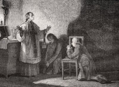 Louis XVI (1754-93) en prière avant son exécution - H. de la Charlerie