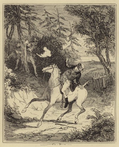 Les Luddites tirant sur M. Horsfall (gravure) - Hablot Knight (1815 92) (after) Browne