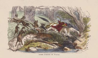 Cheval poursuivi par des loups - after Hablot Knight Browne