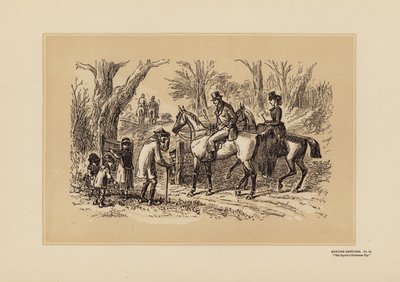 Croquis de chasse, n° 12, Le pourboire de Noël du squire (gravure) - Hablot Knight (1815 92) Browne