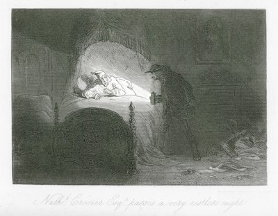 Rues de Londres : Nathaniel Crosier, Esq, passe une nuit très agitée (gravure) - Hablot Knight (1815 92) Browne