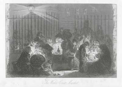 Rues de Londres : Le Marché de Cresson (gravure) - Hablot Knight (1815 92) Browne