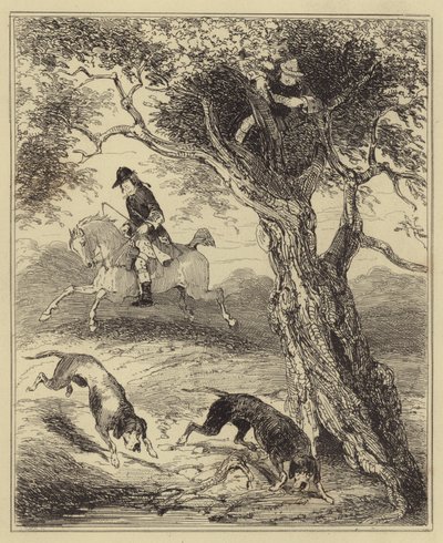 Dick Turpin chassé par des chiens de sang - Hablot Knight Browne