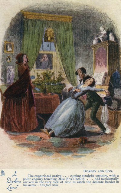 Dans le pays de Dickens - Carte postale de Dombey et Fils, vers 1907 - Hablot Knight Browne