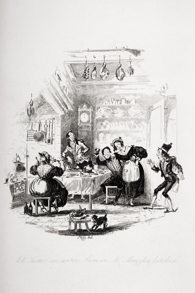 Job Trotter rencontre Sam dans la cuisine de M. Muzzle, illustration de 